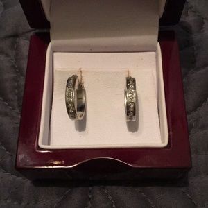 Small hoop earrings with diamonds